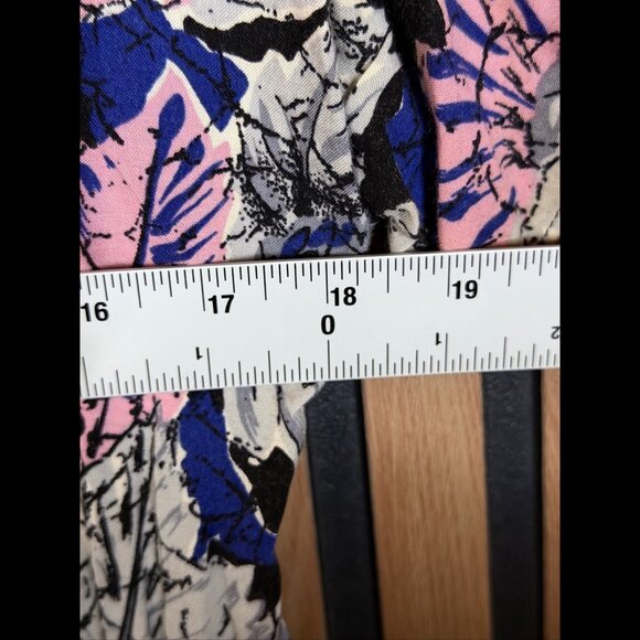 Joni Blair Shirt Dress 7 Womens Multicolor Short Sleeve Collared Leafy Floral - Picture 3 of 10